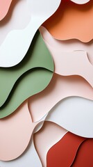 Poster - Colorful layers of wavy shapes create a visually appealing abstract background with depth and texture, showcasing pastel colors and a modern aesthetic