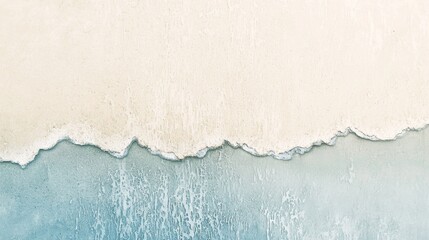 Poster - Two-toned textured wall with the top half painted in a creamy off-white color and the bottom half in a light teal or seafoam green showing interesting textures and signs of wear and tear