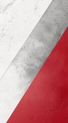 Poster - Abstract background showing a geometric composition of three sections of concrete textures in white, grey and red, creating a modern and minimalist design