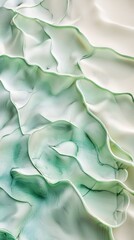 Poster - Green and white wavy lines flowing and intertwining, creating a mesmerizing abstract pattern with a soothing and elegant visual effect, ideal for backgrounds and artistic projects