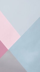 Poster - Geometric composition featuring pastel pink, blue, purple, and grey colors creating a visually appealing abstract design, ideal for backgrounds or creative projects