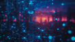 © Teeraphon - Smart digital Innovation city with connection network reciprocity over the cityscape. of future smart wireless digital city and social media networking systems that connects people with in city