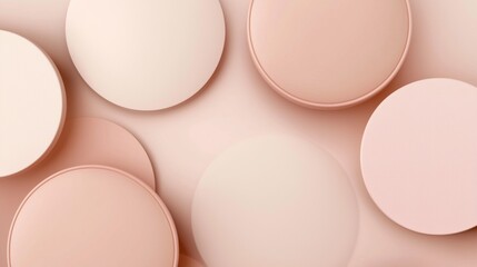 Poster - Pastel-colored circles of varying sizes overlap and cast subtle shadows, creating a visually appealing abstract composition with a minimalist aesthetic, ideal for backgrounds and design projects