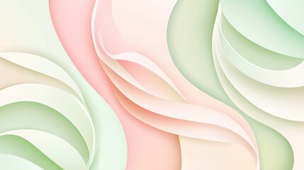 Poster - Soft pastel hues of pink and green flowing together in seamless waves create a serene backdrop, exuding elegance and tranquility while inviting a sense of calm and beauty
