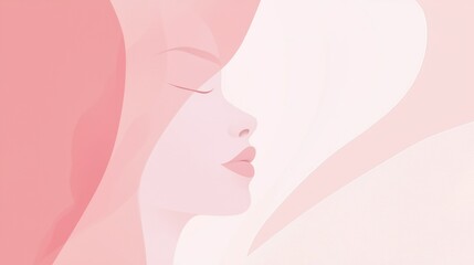 Poster - Gentle pink hues enveloping a serene woman in profile, eyes closed and lost in quiet contemplation, evoke a peaceful and dreamy atmosphere filled with tranquility and relaxation