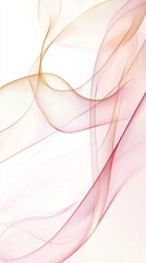 Poster - Elegant pink and gold abstract waves creating a dynamic and flowing design on a clean white background, perfect for conveying concepts of movement, energy, and modern aesthetics