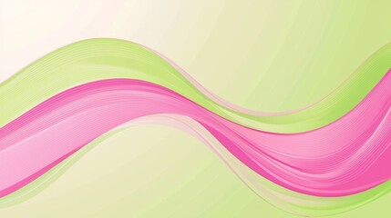 Poster - smooth pink and green wavy lines flowing together create a dynamic and visually appealing abstract b