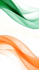 Poster - Smooth orange and green waves are creating a dynamic and elegant design on a clean white background, offering a sense of fluidity and motion