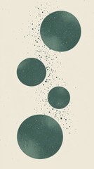 Poster - four textured green circles of different sizes are dynamically arranged on a beige background with s