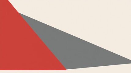 Poster - Minimalist abstract background showcasing intersecting red and gray triangles on a beige backdrop, creating a dynamic and modern composition
