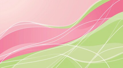 Fototapete - Pink and green abstract waves are flowing seamlessly, creating a dynamic and visually appealing background with a modern and elegant aesthetic, suitable for various design projects