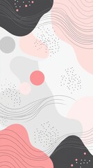 Poster - modern abstract background featuring dynamic wavy lines, organic shapes, and scattered dots in a con