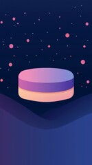 Poster - Gradient cylinder floating in space with pink dots and wavy blue shapes creating a modern and abstract composition, ideal for digital art projects, presentations, and backgrounds
