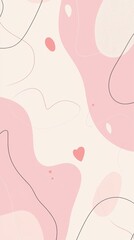 Poster - pink pastel colors dominate this abstract background, featuring organic shapes, delicate lines, and 