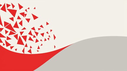 Poster - Red triangles exploding against a backdrop of white and grey create a vibrant and dynamic visual, radiating energy and excitement with a captivating sense of motion