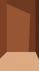 Poster - Geometric shapes in warm brown tones create a minimalist and abstract background, emphasizing depth and perspective with clean lines and subtle color variations