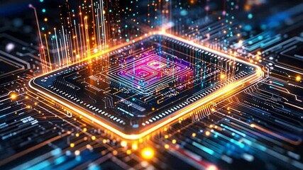 Poster - futuristic digital circuitry with glowing elements represents advanced technology