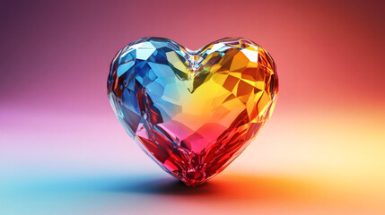 Poster - Crystal heart gleaming with blue-to-red gradient, symbolizing romantic love and passion for valentines