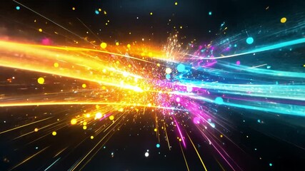 Poster - vibrant abstract explosion with colorful particles and dynamic light trails in 4k quality