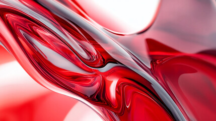 Fototapete - Shiny, swirling red and white abstract shapes create a dynamic and romantic background, perfect for Valentine's Day projects