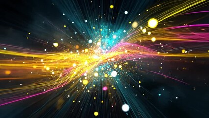 Poster - Dynamic abstract light patterns create vibrant visual energy in a digital space