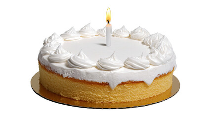 Poster - Birthday Cake With White Frosting and a Lit Candle Generative AI