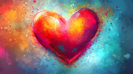 Poster - Textured red heart representing emotional connection, glowing with romantic sentiment
