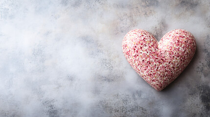 Leinwandbilder - Pink and gold heart shape object lying on gray textured background, perfect for Valentine's Day celebrating love and affection