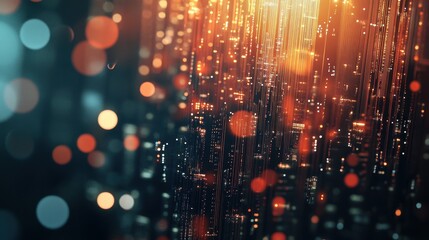 Poster - vibrant abstract light trails with glowing bokeh in a dark background