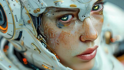 Poster - Abstract futuristic woman artificial intelligence cyborg robot face
