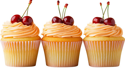 Poster - Delightful Cupcakes Topped With Cherries Ready to Enjoy Generative AI