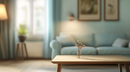 Poster - background and interior concept - blurred living room with furniture at home