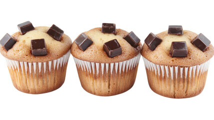 Poster - Delicious Chocolate Muffins Lined up on a Plate Generative AI