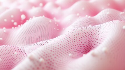 Poster - abstract pink waves with small spheres on smooth surface