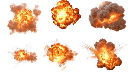 Poster - Explosions With Fire on Transparent Background Generative AI