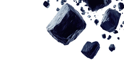 Poster - Falling Black Rocks Isolated on Transparent Background Generative AI
