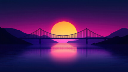 Poster - sadness, A serene image of a desolate bridge over a calm river during twilight, showcasing tranquil scenery and high fidelity detail.