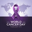 © mustapha - world cancer day purple ribbon concept event poster