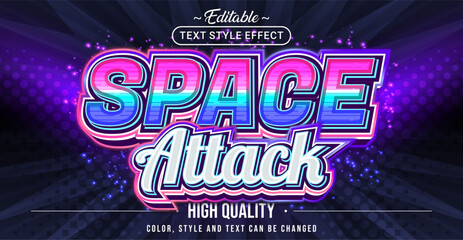Fototapete - Editable text style effect - Space Attack text style theme.