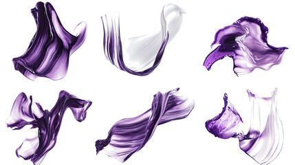Poster - Frosty White and Electric Purple Abstract Textures Set Generative AI
