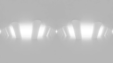 Poster - 360 VR panorama looping video of a Minimalist White Hallway with Bright Light 3d render looping animation