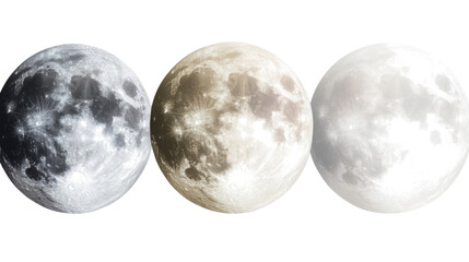 Poster - varieties of full moons on a transparent background generative ai