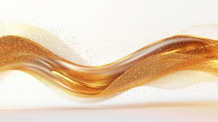 Poster - Elegant golden wave with glowing particles on light background