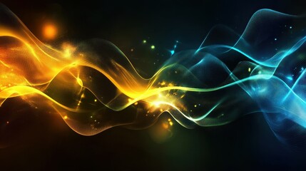 Poster - vibrant flowing abstract waves in dynamic blue and orange colors