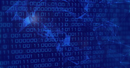 Poster - image of binary coding and digital data processing over connections