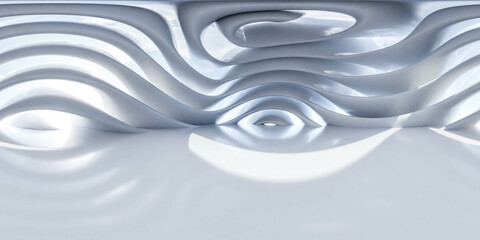 Poster - Abstract Wavy White Surface Design 360 vr panorama