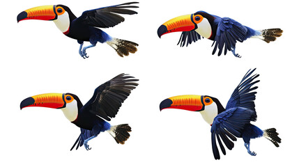 Poster - toucans in flight showcasing vibrant plumage generative ai