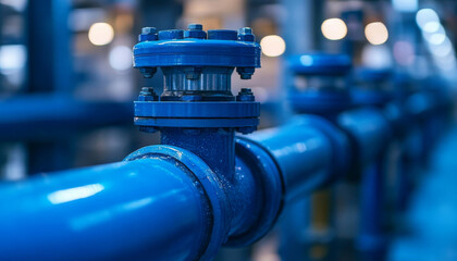 Poster - Advanced water systems with blue pipes and fittings