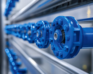 Poster - Innovative blue pipe systems in modern factory setting