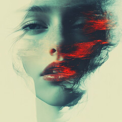 Poster - Artistic portrait with abstract elements and vibrant colors